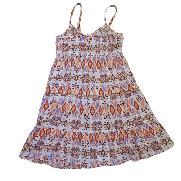 Western Print Sleeveless Short Dress Tribal Native Orange White Small Sundress - Picture 5 of 10